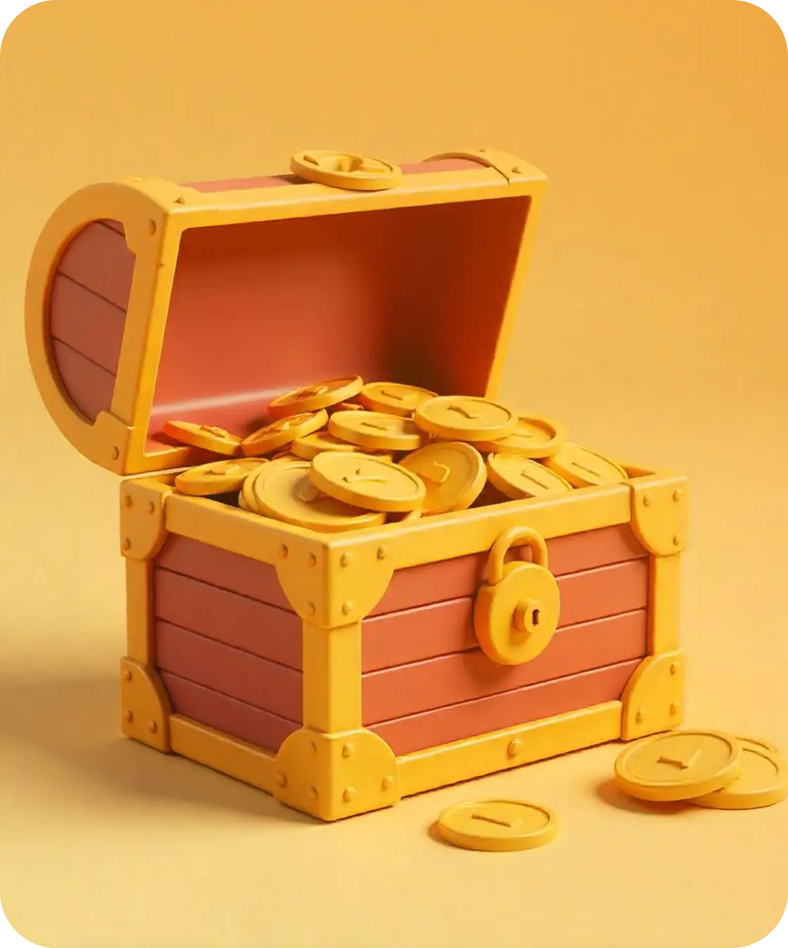 Treasure chest filled with gold coins